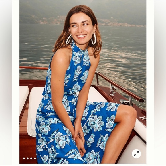 Anthropologie Maeve Alyssa MIDI Blue Floral Skirt 8 - Picture 2 of 16